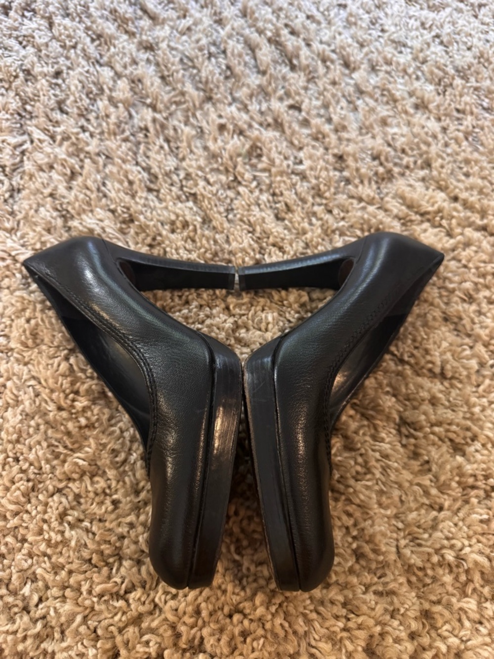 STUART WEITZMAN Platform Pumps Black Leather Stiletto Heel Spain 10 M